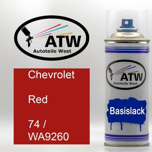 Chevrolet, Red, 74 / WA9260: 400ml Sprühdose, von ATW Autoteile West.